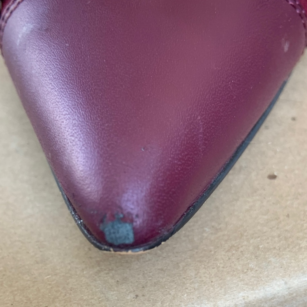 Coach Burgundy Suede Kitten Heels Gold Horsebit Pointed Toe 8B - Picture 8 of 8